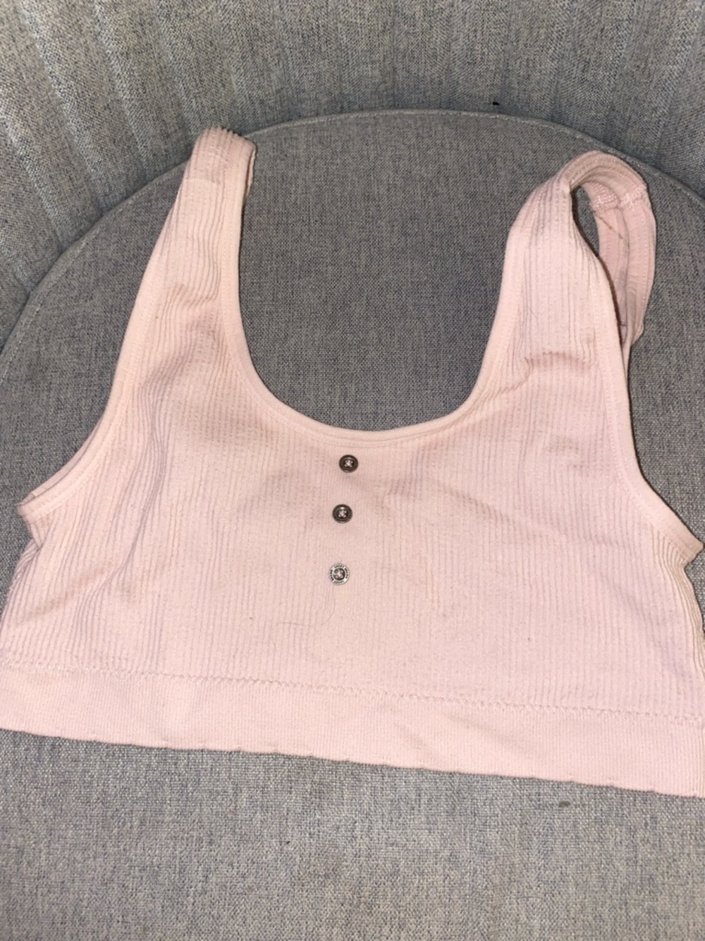 Ribbed Scoop Neck Crop Tank Top - Light Pink